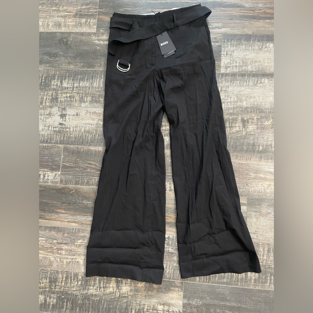 NWT BOSS Relaxed-Fit Trousers in a Linen Blend - Picture 5 of 12
